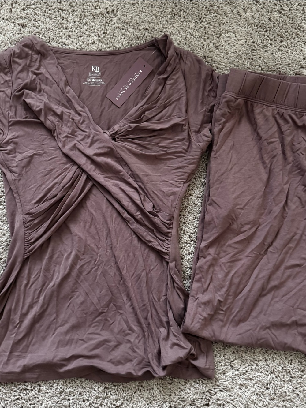 Kindred Bravely Davy Maternity & Nursing Sleep Pajama Set - Dusty Mauve - Picture 4 of 8